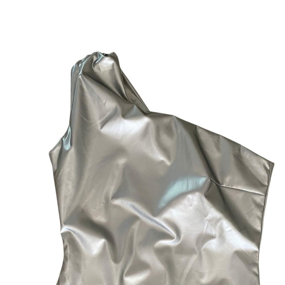 ATTEM Metta Conchetta Silver Metallic One Shoulder Long Maxi Dress size medium - Picture 7 of 11